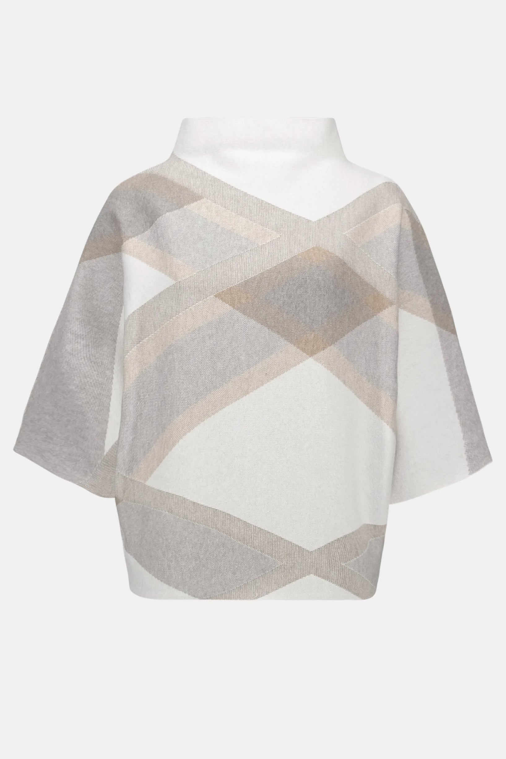 Tricot brossé à carreaux et col montant - Joseph Ribkoff