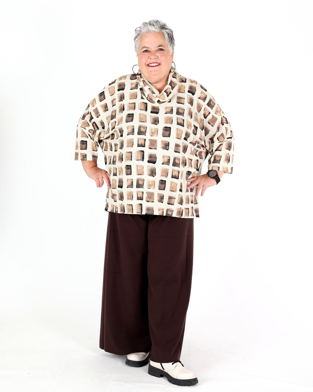 Abstract print Lurex knit boxy tunic - Joseph Ribkoff