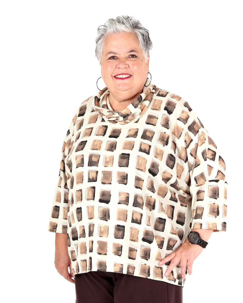 Abstract print Lurex knit boxy tunic - Joseph Ribkoff