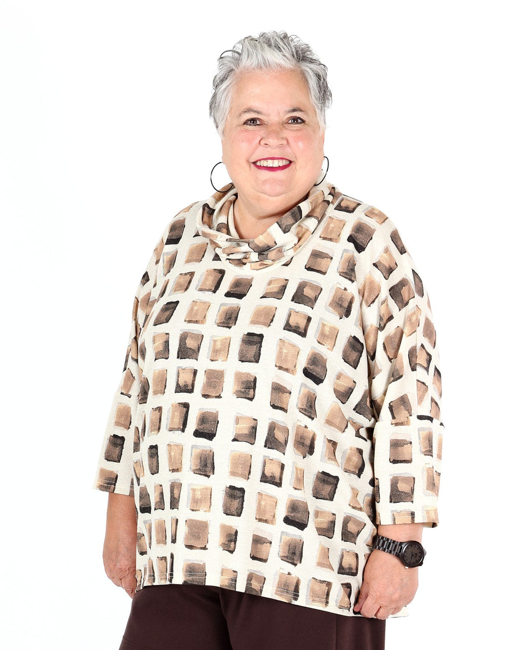 Abstract print Lurex knit boxy tunic - Joseph Ribkoff