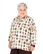 Abstract print Lurex knit boxy tunic - Joseph Ribkoff