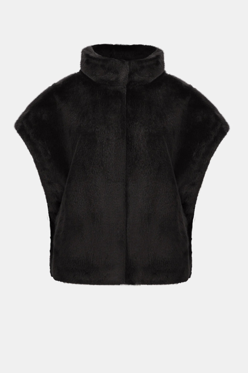 Veste boxy noire en fausse fourrure à col montant - Joseph Ribkoff