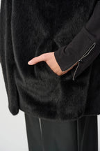 Veste boxy en fausse fourrure à col montant - Joseph Ribkoff