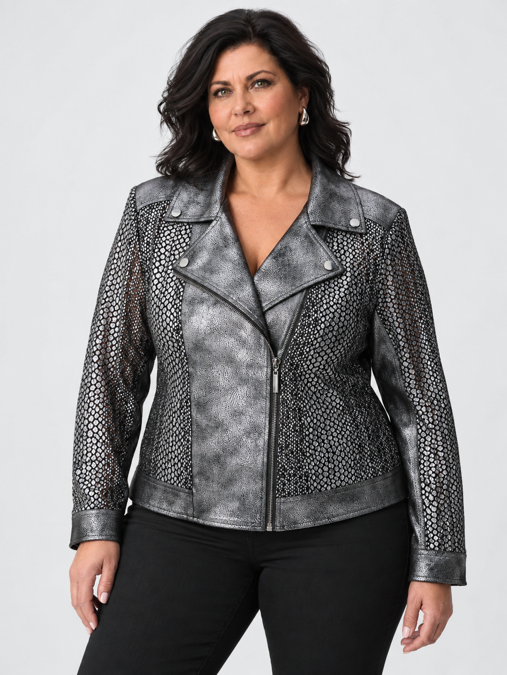 Blouson de moto en faux suède métallisé - Joseph Ribkoff