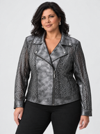 Blouson de moto en faux suède métallisé - Joseph Ribkoff