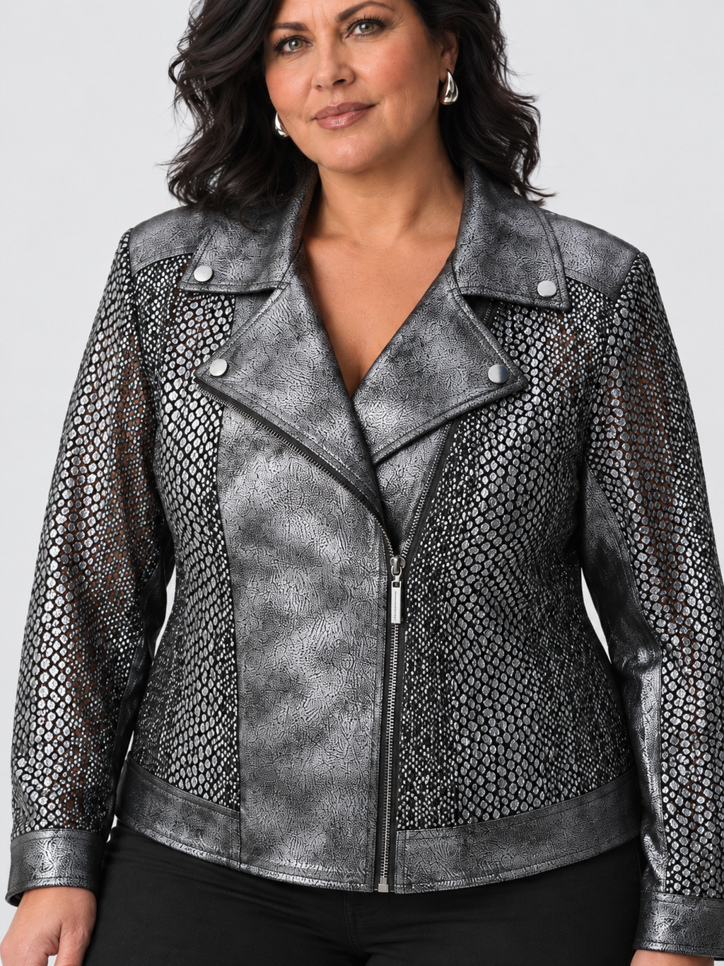 Blouson de moto en faux suède métallisé - Joseph Ribkoff