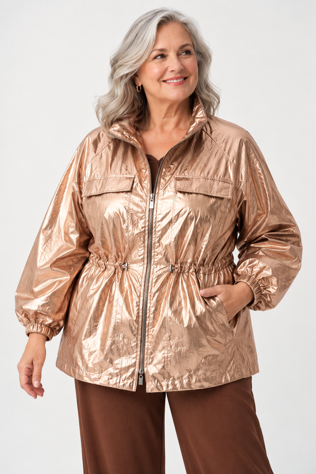 Blouson cocon en nylon métallique - Joseph Ribkoff